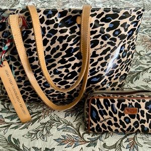 Consuela East West Tote with Wristlet wallet in Blue jag